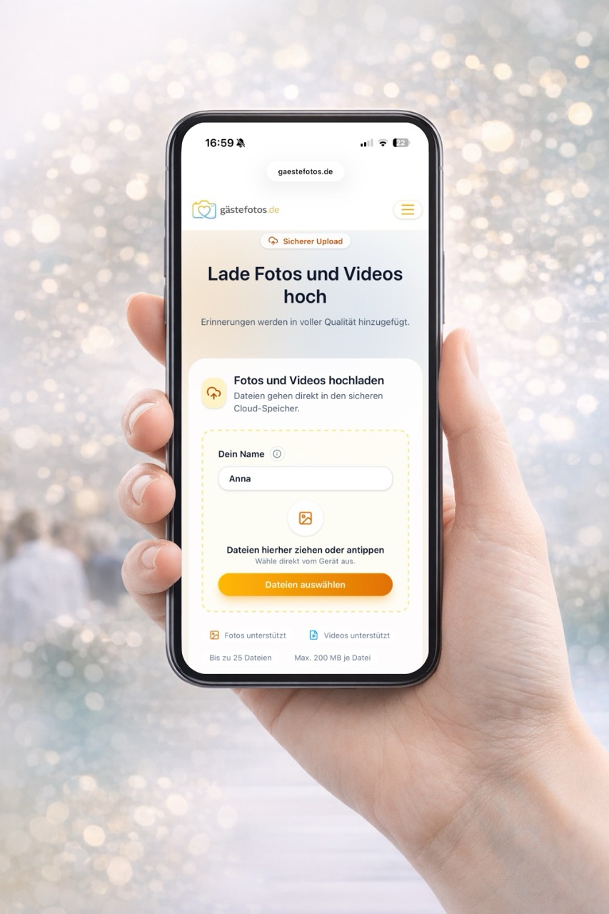 Gäste können über ihr Smartphone Fotos und Videos hochladen